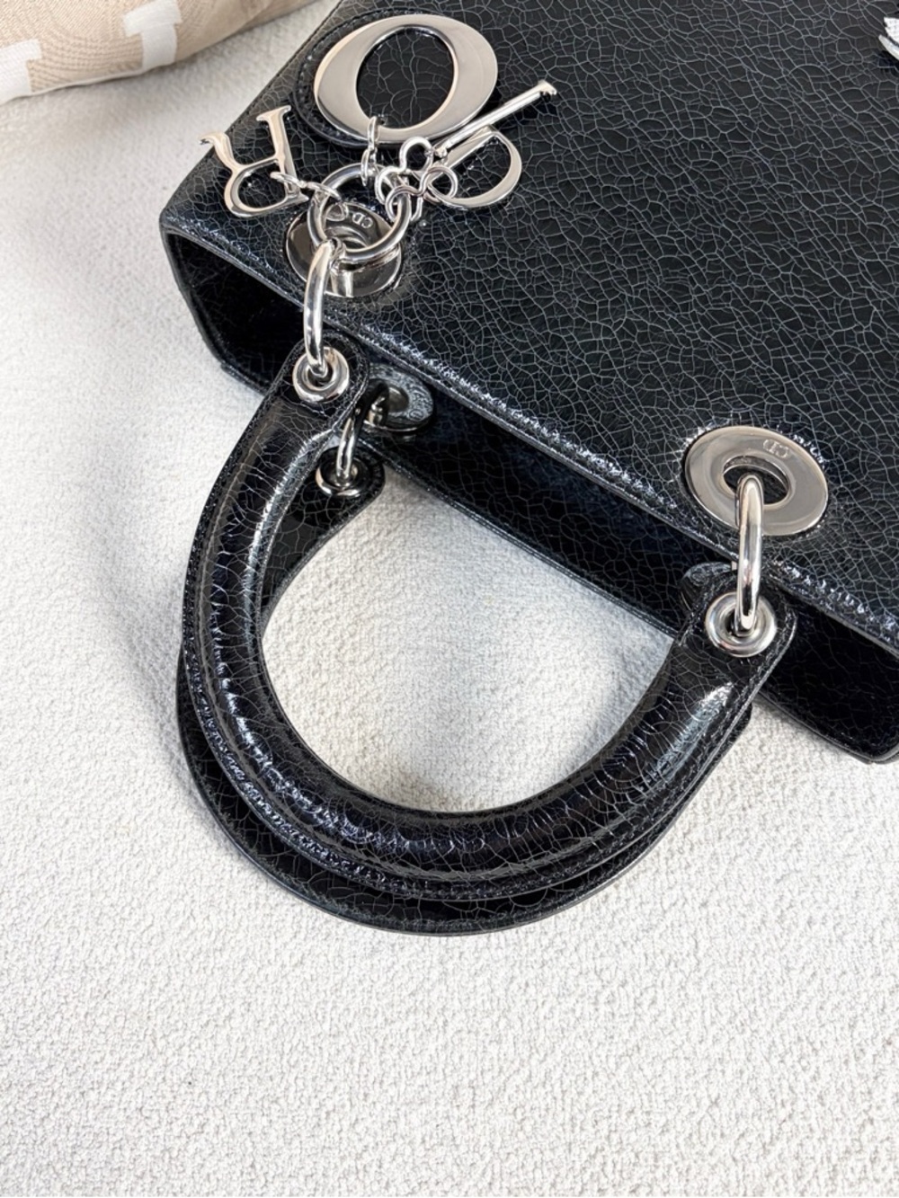 Dior | Lady Dior Five Swan Black Patent | Excellent Condition |Top Handle - Picture 9 of 9